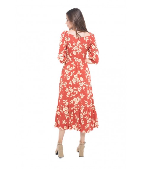 Женское штапельное платье миди кирпичного цвета Modna KAZKA MKVM3934.3 40