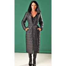 Пальто женское с капюшоном длинное зимнее черное Marshal Wolf MKMO-201 46