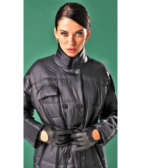 Пальто женское длинное осеннее черное Marshal Wolf MKMO-198 44