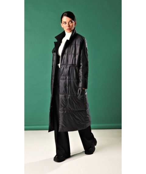 Пальто женское длинное осеннее черное Marshal Wolf MKMO-198 52