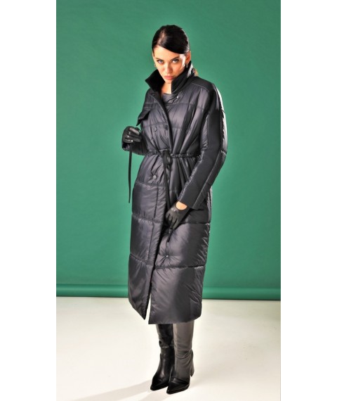 Пальто женское длинное осеннее черное Marshal Wolf MKMO-198 52
