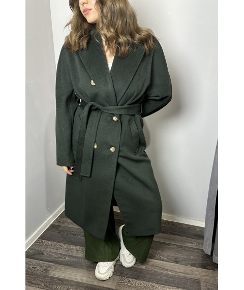 Пальто женское длинное шерстяное зеленое Modna KAZKA MKDC1069-1 52