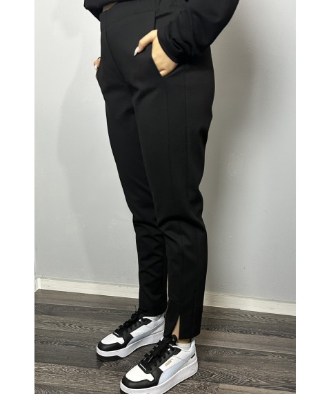 Штаны женские в спорт стиле с разрезами черные Modna KAZKA MKNK2044-1 46