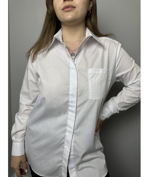 Блуза женская классическая с длинным рукавом из коттона белая Modna KAZKA MKAD7548-2 40