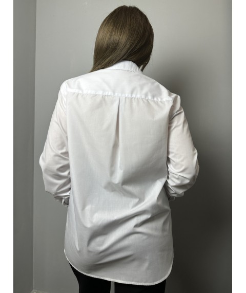 Блуза женская классическая с длинным рукавом из коттона белая Modna KAZKA MKAD7548-2 48