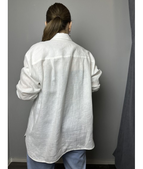 Блуза женская льняная базовая молочная полубатал Modna KAZKA MKTRG3579-1 52
