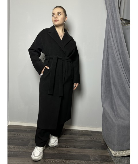 Пальто женское двубортное шерстяное черное Modna KAZKA MKDC1135-1 46