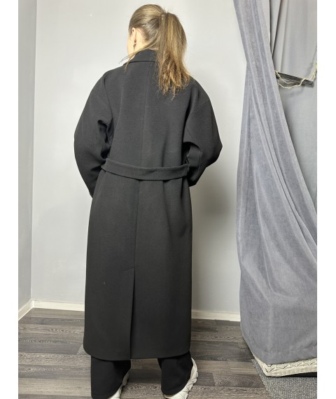 Пальто женское двубортное шерстяное черное Modna KAZKA MKDC1135-1 50