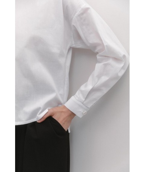 Женская рубашка с пуговицами на спинке белая Modna KAZKA MKAZ6500-2 42