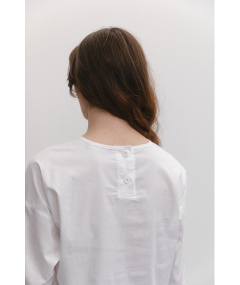 Женская рубашка с пуговицами на спинке белая Modna KAZKA MKAZ6500-2 44