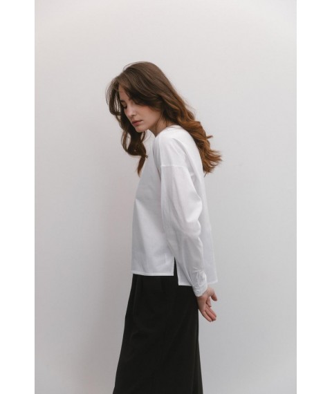 Женская рубашка с пуговицами на спинке белая Modna KAZKA MKAZ6500-2 48