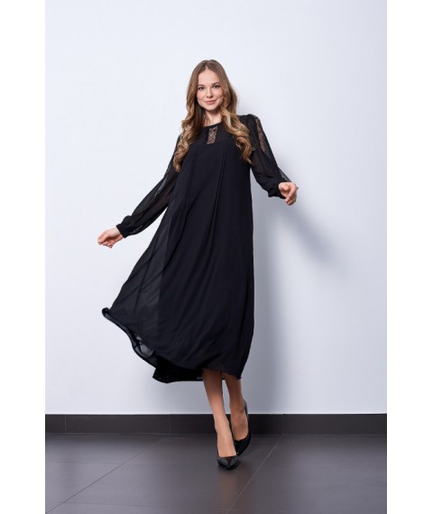 Платье женское демисезонное миди черное Фрида Modna KAZKA 48