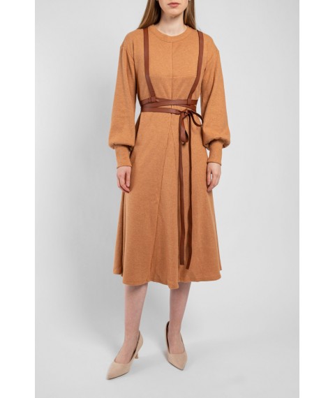 Платье женское шерстяное миди дизайнерское зимнее Карамель Modna KAZKA  MKPR0409-1 44