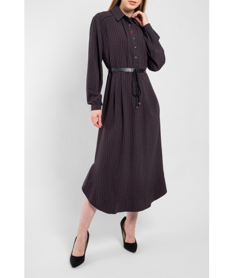 Платье женское миди черное в полоску дизайнерское "Флирт" Modna KAZKA MKPR7741-2 44