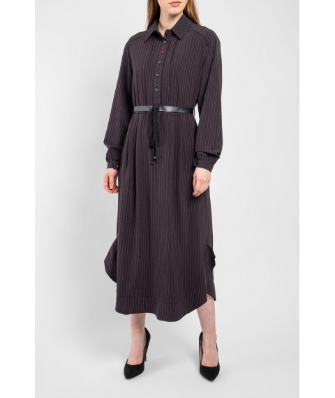 Платье женское миди черное в полоску дизайнерское "Флирт" Modna KAZKA MKPR7741-2 44