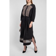 Платье женское с узорами вышивки миди черное Львов Modna KAZKA MKPR8187-1 44