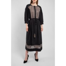 Платье женское с узорами вышивки миди черное Modna KAZKA MKPR8187 44
