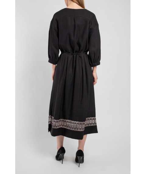 Платье женское с узорами вышивки миди черное Modna KAZKA MKPR8187 44