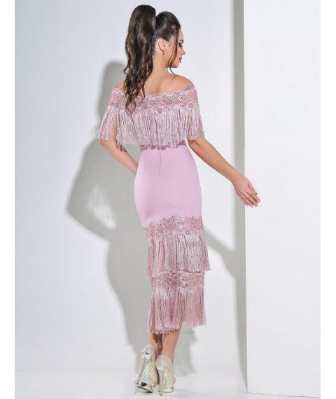 Платье женское дизайнерское розовое вечернее миди Modna KAZKA MKENG2198 44