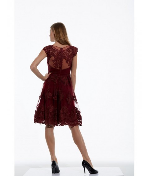 Платье женское бордовое вечернее короткое с пышной юбкой Modna KAZKA MKENP0787-1 42