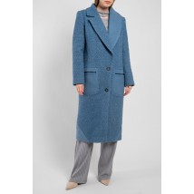 Пальто женское голубое дизайнерское длинное шерстяное однобортное Modna KAZKA MKSH2185-1 42