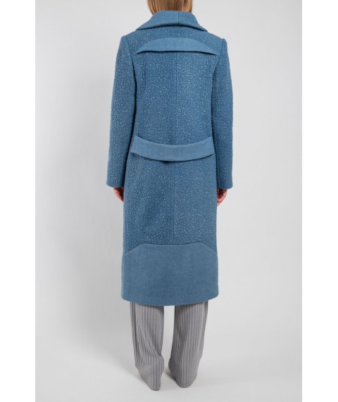 Пальто женское голубое дизайнерское длинное шерстяное однобортное Modna KAZKA MKSH2185 46