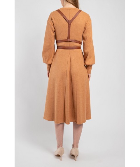 Платье женское шерстяное миди дизайнерское зимнее Карамель Modna KAZKA  MKPR0409-1 52