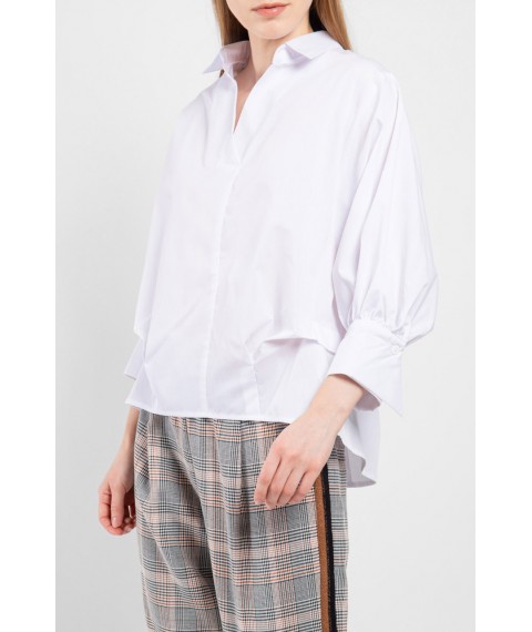 Рубашка женская белая базовая коттоновая с пуговицами дизайнерская  Modna KAZKA MKAD7467-01 44