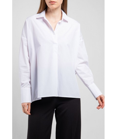 Рубашка женская белая базовая коттоновая Modna KAZKA MKAD7457-01 44