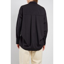 Рубашка женская чёрная базовая коттоновая стильна на длинный рукав Modna KAZKA MKAD7457-03 42