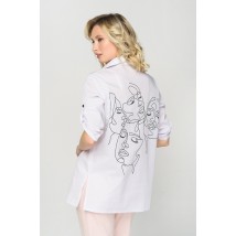 Рубашка женская свободная с рисунком белая Modna KAZKA MKRMD1346 42