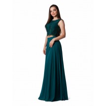 Женское вечернее платье в пол длинное  зелёное макси в пол Modna KAZKA MKENG2081 46