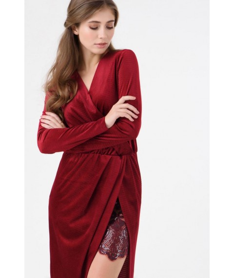 Женское нарядное платье в бельевом стиле вишнёвое на запах Modna KAZKA MKRM1745 42