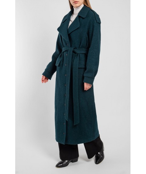 Пальто женское длинное в пол зелёное прямого силуэта Modna KAZKA MKV7138-1 42
