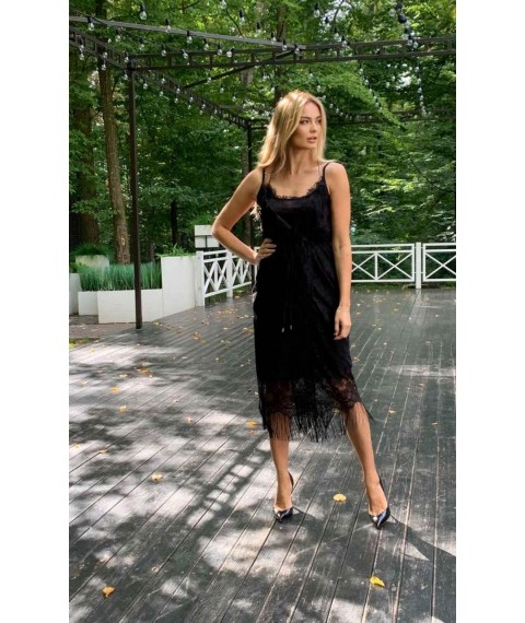 Платье женское комплект кружевное нарядное миди черное Modna KAZKA МУЗА MKSN2128/2131-01 46
