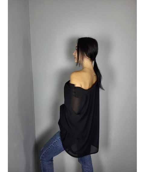 Блуза женская шифоновая черная с черным топом Modna KAZKA MKAD7554-01 52