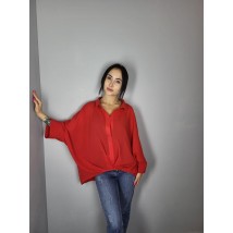Блуза женская шифоновая красная с черным топом Modna KAZKA MKAD7554-04 52