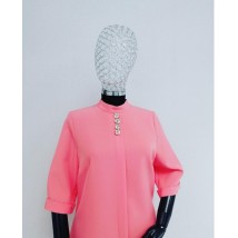 Платье женское дизайнерское коралловое с украшением Modna KAZKA MKSH1994 50