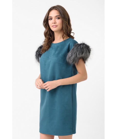 Женское платье бирюзовое дизайнерское короткое Modna KAZKA MKRM1868-1 42