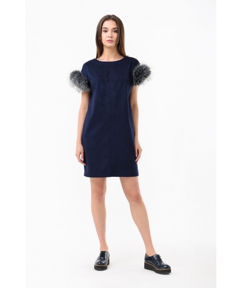Женское платье дизайнерское синее на каждый день короткое мини Modna KAZKA MKRM1868-2 42