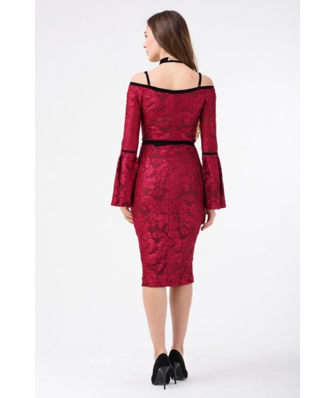 Платье женское бордовое нарядное облегающее Modna KAZKA MKRM1779 42