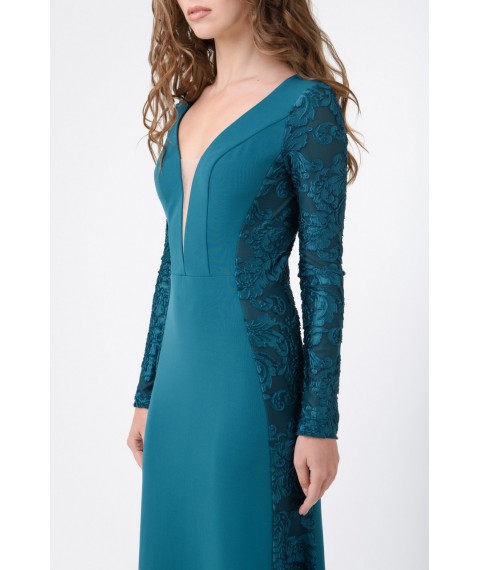 Женское вечернее платье с глубоким декольте зелёное Modna KAZKA MKRM1744 42
