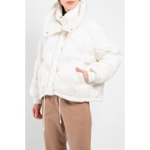 Женская куртка-пуховик короткая с жемчугом белая Modna KAZKA MKLT21-605 42