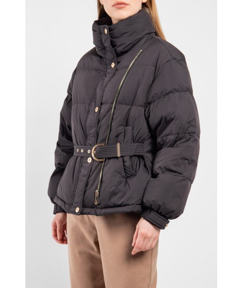 Женская куртка-пуховик с поясом черная Modna KAZKA MKLT21-512 42