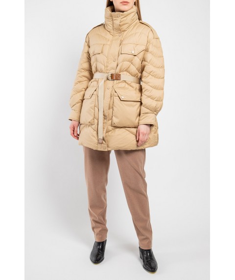 Женская куртка-пуховик с сумочкой на поясе бежевая Modna KAZKA MKLT21-121 42