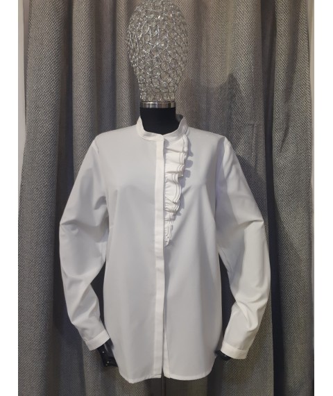 Блуза женская белая офисная на пуговицы Modna KAZKA MKBT8781-4 52