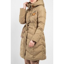 Женское пальто-пуховик олива под пояс Modna KAZKA MKLT21-119 42