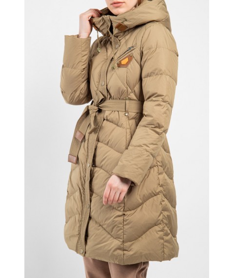 Женское пальто-пуховик олива под пояс Modna KAZKA MKLT21-119 42