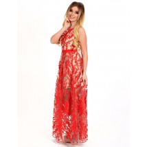 Женское вечернее платье красное гипюровое макси в пол Modna KAZKA MKENG2178 44