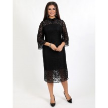 Платье женское вечернее гипюровое за колено чёрное Modna KAZKA MKENP1035 48